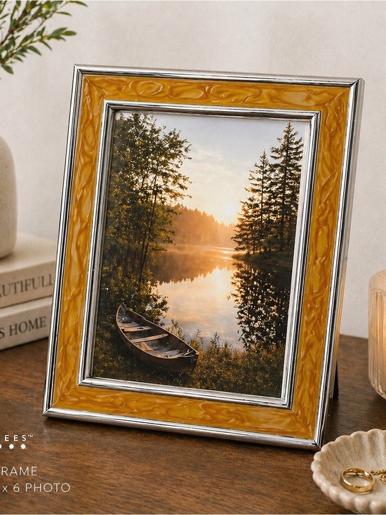 Sixtrees Other - Sixtrees 4x6 Photo Frame Amber Resin Silver Tone 5x7 Tabletop Frame
